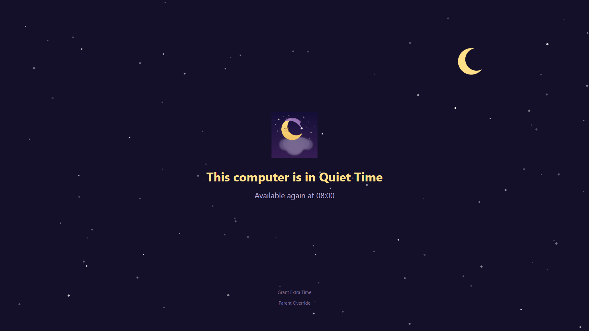 QuietTime Windows Starry Night block screen with parent controls